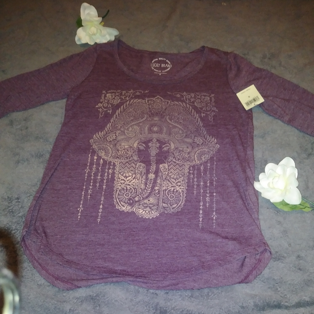 Lucky Brand 3/4 Sleeve Scoop neck tee